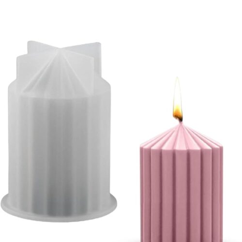 Strips Round Top Pillar Candle Mould