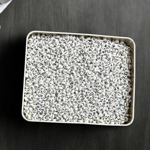 Mix Alphabet Acrylic Beads (Black and White)