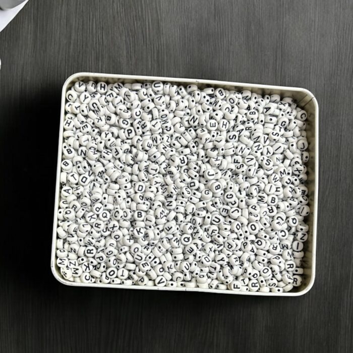 Mix Alphabet Acrylic Beads (Black and White)