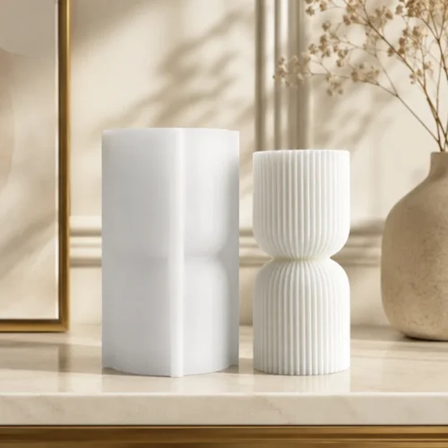 Hourglass Stripped Pillar Candle Mold