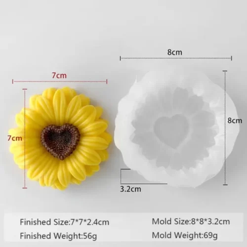 Sunflower with Heart Candle Mould