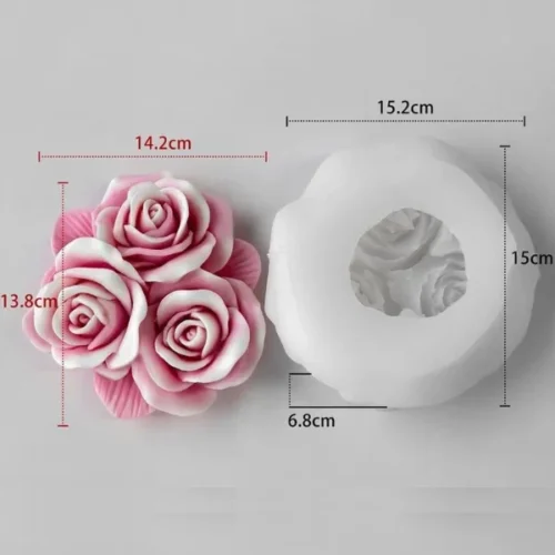 Large 3 Rose Candle Mould