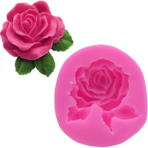 Rose with Leaf Candle Mould